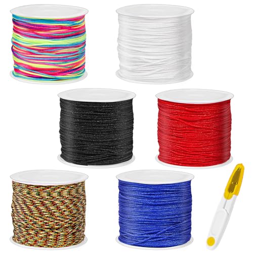 Tanstic 6 Rollen 0.8mm Nylon Schnur Schnüre, insgesamt 330 Yards Chinesische Knüpfschnur, Nylon Perlenfaden, Kumihimo Faden Blenden für Makramee, Freundschaftsarmbänder, Schmuckherstellung Tanstic 6 Rollen 0.8mm Nylon Schnur Schnüre, insgesamt 330 Yards Chinesische Knüpfschnur, Nylon Perlenfaden, Kumihimo Faden Blenden für Makramee, Freundschaftsarmbänder, Schmuckherstellung von Tanstic