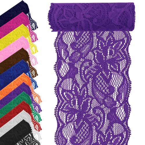 Tanstic Floral Pattern Fabric Lace Ribbon Lace Fabric Elastic Lace Rbbon for Wedding Decorations Gift Wrapping von Tanstic
