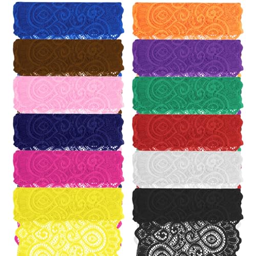 Tanstic Floral Pattern Fabric Lace Ribbon Lace Fabric Elastic Lace Rbbon for Wedding Decorations Gift Wrapping von Tanstic