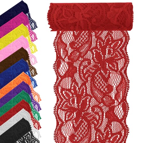 Tanstic Floral Pattern Fabric Lace Ribbon Lace Fabric Elastic Lace Rbbon for Wedding Decorations Gift Wrapping von Tanstic