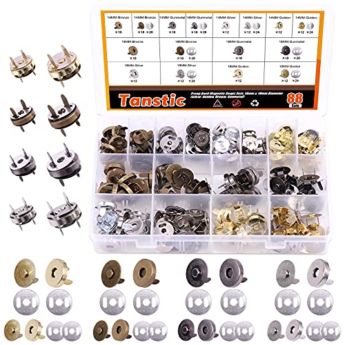 Tanstic Magnetische Knopfverschlüsse, 14 mm und 18 mm, 4 Farben, 88 Sets, zum Nähen, Basteln, Geldbörsen, Taschen, Kleidung, Leder Tanstic Magnetische Knopfverschlüsse, 14 mm und 18 mm, 4 Farben, 88 Sets, zum Nähen, Basteln, Geldbörsen, Taschen, Kleidung, Leder von Tanstic