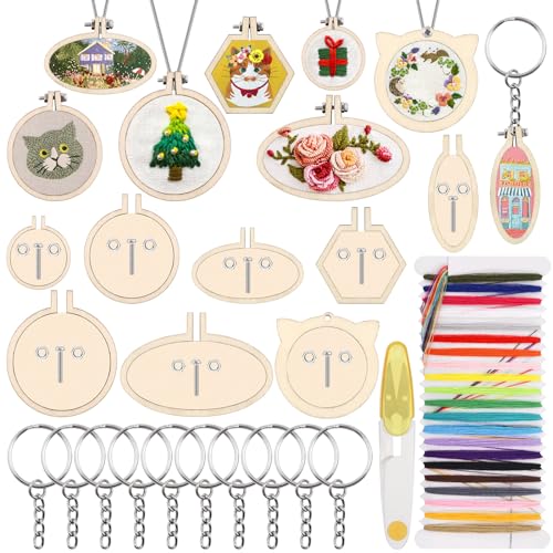 Tanstic Mini-Stickrahmen-Set, Mini-Stickrahmen mit Stickgarn, Schere für Bastelarbeiten, 40 Stück Tanstic Mini-Stickrahmen-Set, Mini-Stickrahmen mit Stickgarn, Schere für Bastelarbeiten, 40 Stück von Tanstic