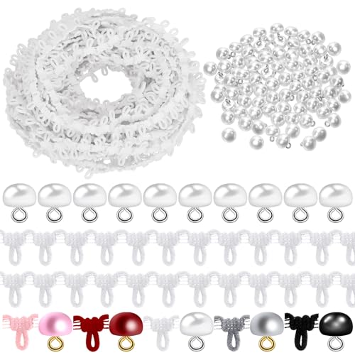 Tanstic Pearl Buttons Half Pearl Buttons Pearl Buttons with Shank for Sewing Clothing Dress DIY (White) von Tanstic
