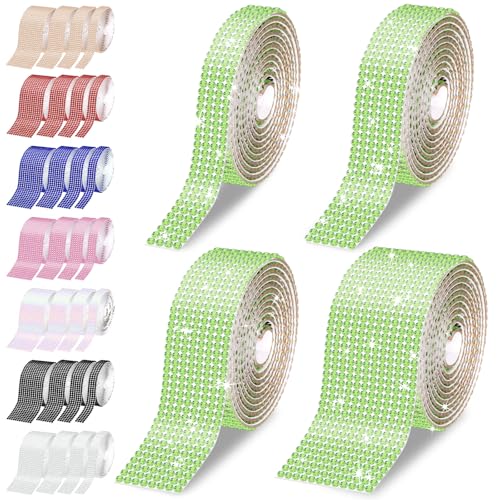 Tanstic Self Adhesive Rhinestone Ribbon Self Adhesive Crystal Rhinestone Diamond Ribbon for Arts Crafts Decoration (Green) von Tanstic
