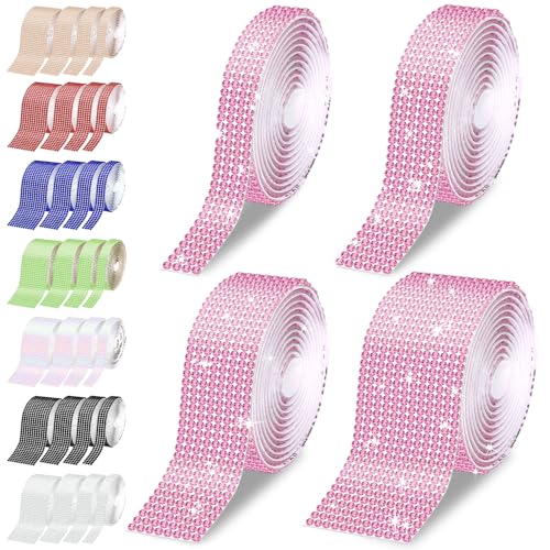 Tanstic Self Adhesive Rhinestone Ribbon Self Adhesive Crystal Rhinestone Diamond Ribbon for Arts Crafts Decoration (Pink) von Tanstic