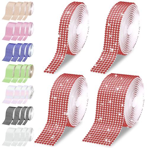 Tanstic Self Adhesive Rhinestone Ribbon Self Adhesive Crystal Rhinestone Diamond Ribbon for Arts Crafts Decoration (Red) von Tanstic