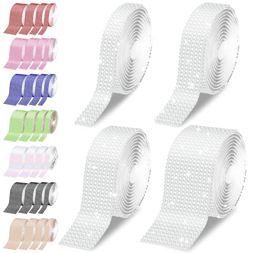 Tanstic Self Adhesive Rhinestone Ribbon Self Adhesive Crystal Rhinestone Diamond Ribbon for Arts Crafts Decoration (White) von Tanstic