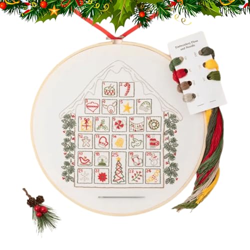 Stickerei Adventskalender Set,25 Tage Countdown Kalender Stickerei Deko - Weihnachtliche DIY Dekoration für Haushalt Winter Weihnachten Erwachsene Frauen Männer Weihnachtskrippe von Tanxemery