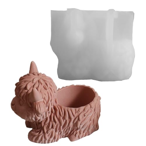 Sukkulente Kaktus Blumentopf Beton Form, Hochlandrinder Formen Silikonform Vase Gießformen Resin Form Silikon Blumentopf Beton Gießformen Hochlandrinder Giessformen Für Epoxidharz, Dekoration Des Haus von Tanxemery