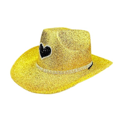 Tanxemery Cowgirl Hat Glitter, Cowgirl Hats Women, Disco Glitter Cowgirl Hat | Heaves Party-Kostüm-Zubehör für Halloween Party von Tanxemery
