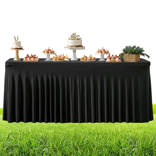 Tanxemery r | Festliche Schreibr,180 cm Falten Schwarz Rüschen für Hochzeit Halloween Babyparty Weihnachten Geburtstag Festbankett Dekoration von Tanxemery