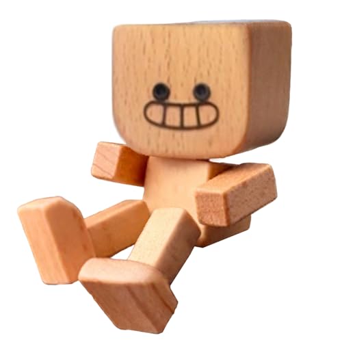 Wackelnde Holzfigur, Wackelfüße Holzpuppe Lustige Wackelkopf-Autodekoration, Handgefertigte Holz Auto Actionfiguren Für Auto-Mittelkonsolen, Wohnzimmer, Büros, Wohnungen Und Bücherregale von Tanxemery