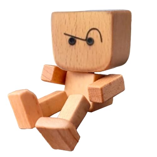 Wackelnde Holzfigur, Wackelfüße Holzpuppe Lustige Wackelkopf-Autodekoration, Handgefertigte Holz Auto Actionfiguren Für Auto-Mittelkonsolen, Wohnzimmer, Büros, Wohnungen Und Bücherregale von Tanxemery
