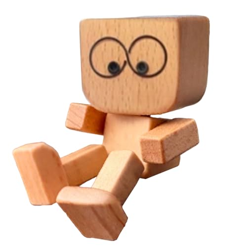 Wackelnde Holzfigur, Wackelfüße Holzpuppe Lustige Wackelkopf-Autodekoration, Handgefertigte Holz Auto Actionfiguren Für Auto-Mittelkonsolen, Wohnzimmer, Büros, Wohnungen Und Bücherregale von Tanxemery