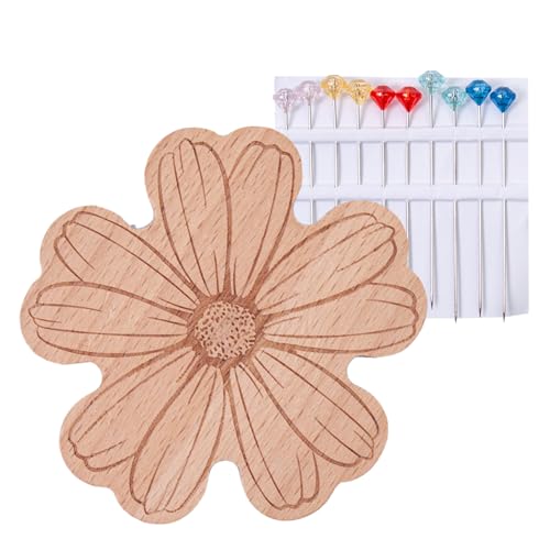 Nadelhalter | Ordnungshelfer Für Nähnadeln | Blumenmuster Holzbox Für Handarbeit Nähen Stricken von Tanxier