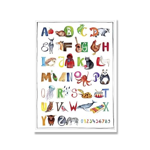 Das Abc-Premium-Poster, Alphabet-Lernen, Wandkunst, Leinwandgemälde, Kinderposter Und Drucke Für Kinderzimmer, Heimdekoration 60X90Cm Kein Rahmen von Tanyang