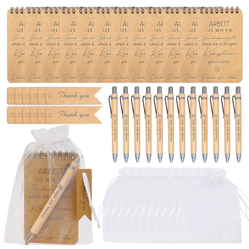 Dankeschön Geschenk für Kollegen Abschiedsgeschenk Kollegen Danke für Alles, Kugelschreiber Notizblock Set Abschied Kollegin Mitarbeiter Geschenk Team Geschenk Kleine Geschenke für Kollegen (12 Sets) von TanyoKing