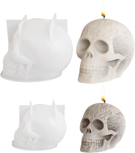 Silikonformen Kerzen Halloween Totenkopf Kerzenformen zum Gießen, 2 Stück Silikonform Gießformen Kerzen, Silikon Gießform für Mottoparty Cosplay Karneval Halloween Deko Silikonformen Kerzen Halloween Totenkopf Kerzenformen zum Gießen, 2 Stück Silikonform Gießformen Kerzen, Silikon Gießform für Mottoparty Cosplay Karneval Halloween Deko von TanyoKing