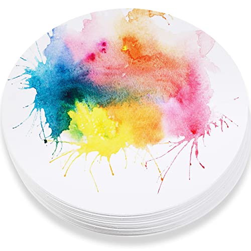 60 Stück Aquarellpapier, rund, 250 g/m², kaltgepresstes Aquarellpapier, ideal für die meisten nassen und trockenen Medien, ideal für Anfänger, Künstler und Spezialisten (25,4 cm Durchmesser) von TaoBary