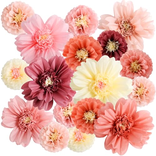 Große bunte Seidenpapierblumen, 50,8 cm, riesige Fiesta-Papierblumen, Pompons, Papierblumen, mexikanischer Karneval, Party, Wandhintergrund, Dekoration für Hochzeit, Geburtstag, Rosenfarbe, 12 Stück Große bunte Seidenpapierblumen, 50,8 cm, riesige Fiesta-Papierblumen, Pompons, Papierblumen, mexikanischer Karneval, Party, Wandhintergrund, Dekoration für Hochzeit, Geburtstag, Rosenfarbe, 12 Stück von TaoBary
