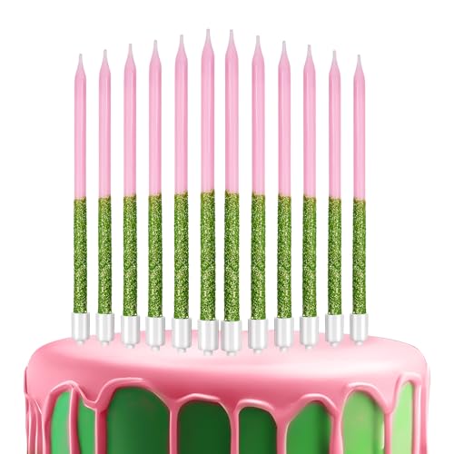 TaoBary 24 Stück grüne rosa Kuchenkerzen, niedliche Cupcake-Topper für Geburtstagskuchen, Babypartys, Kerzen für Geburtstag, rosa und grün, Partys, Hochzeit, Babyparty, Dekorationen TaoBary 24 Stück grüne rosa Kuchenkerzen, niedliche Cupcake-Topper für Geburtstagskuchen, Babypartys, Kerzen für Geburtstag, rosa und grün, Partys, Hochzeit, Babyparty, Dekorationen von TaoBary
