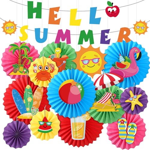 TaoBary 25 Stück Sommer-Party-Dekorationen, Hallo Sommer, Banner, Pool, Sommer, Strand, hängende Papierfächer, Sommer-Strand-Dekoration für Zuhause, Büro, Schule, Klassenzimmer, Strand, Geburtstag TaoBary 25 Stück Sommer-Party-Dekorationen, Hallo Sommer, Banner, Pool, Sommer, Strand, hängende Papierfächer, Sommer-Strand-Dekoration für Zuhause, Büro, Schule, Klassenzimmer, Strand, Geburtstag von TaoBary