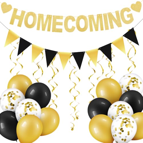 TaoBary 53-teiliges Heimkehr-Dekorationsset, Hoco Dance Partyzubehör mit Homecoming-Girlande, Banner, Wimpelkette, Luftballons und hängenden Wirbeln für Hoco-Dekorationen von TaoBary