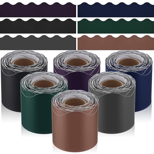 TaoBary 6 Rollen 60 m bunte Pinnwand-Bordüre, gewellter Rand, Frühlingspinnwand-Dekorationen zum Rollen, Whiteboard, Kork, Posterboard, Party, Klassenzimmer, Dekor (dunkle Farben) von TaoBary