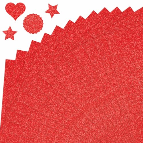 TaoBary Glitzer-Karton, kein Ausfallen, glänzendes Glitzerpapier, 250 g/m², A5, glitzerndes Papier für Kunst, Handwerk, Scrapbooking, Kartenherstellung, DIY-Projekte, 120 Blatt (rot) von TaoBary