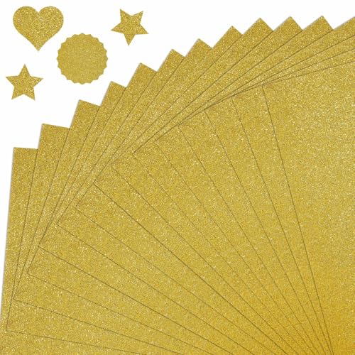 TaoBary Glitzer-Karton, kein Ausfallen, glänzendes Glitzerpapier, 250 g/m², A5, glitzerndes Papier für Kunst, Handwerk, Scrapbooking, Kartenherstellung, DIY-Projekte (Gold) von TaoBary