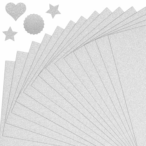 TaoBary Glitzer-Karton, kein Ausfallen, glänzendes Glitzerpapier, 250 g/m², A5, glitzerndes Papier für Kunst, Handwerk, Scrapbooking, Kartenherstellung, DIY-Projekte (Silber) von TaoBary