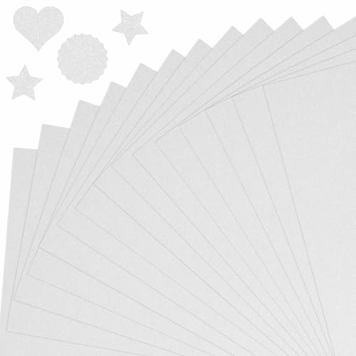 TaoBary Glitzer-Karton, kein Ausfallen, glänzendes Glitzerpapier, 250 g/m², A5, glitzerndes Papier für Kunst, Handwerk, Scrapbooking, Kartenherstellung, DIY-Projekte (weiß), 120 Blatt von TaoBary