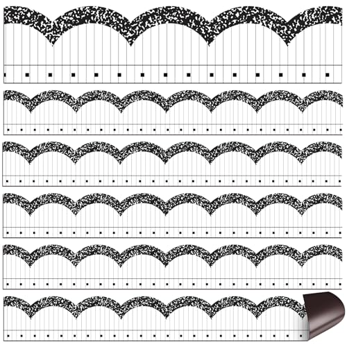 TaoBary Magnetische Pinnwand-Bordüre für Klassenzimmer, 30 x 3,8 cm, gewellte Pinnwand-Bordüre, Dekoration, Whiteboard-Streifen für Schulanfang, Klassenzimmer, Kreidetafel (Kompositions-Notizbuch), 24 von TaoBary
