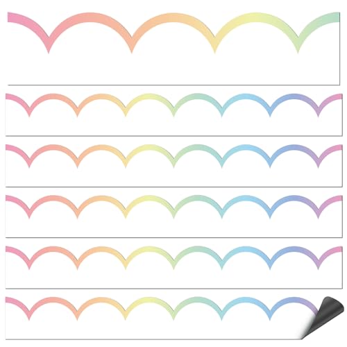 TaoBary Magnetische Pinnwand-Bordüre für Klassenzimmer, 30 x 3,8 cm, gewellte Pinnwand-Bordüre, Dekoration, Whiteboard-Streifen für Schulanfang, Klassenzimmer, Kreidetafel (Pastell-Ombre), 24 Stück von TaoBary