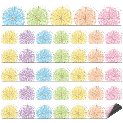 TaoBary Magnetische Pinnwand-Bordüre für Klassenzimmer, 30 x 3,8 cm, gewellte Pinnwand-Bordüre, Dekoration, Whiteboard-Streifen für Schulanfang, Klassenzimmer, Kreidetafel (Pastell-Pom), 24 Stück von TaoBary