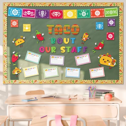 TaoBary Pinnwand für Mitarbeiter, Dekoration, Anerkennung, Pinnwand, Taco, Bout Our Staff Trim Border für Büro, Arbeit, Klassenzimmer, Partyzubehör, 60 Stück TaoBary Pinnwand für Mitarbeiter, Dekoration, Anerkennung, Pinnwand, Taco, Bout Our Staff Trim Border für Büro, Arbeit, Klassenzimmer, Partyzubehör, 60 Stück von TaoBary