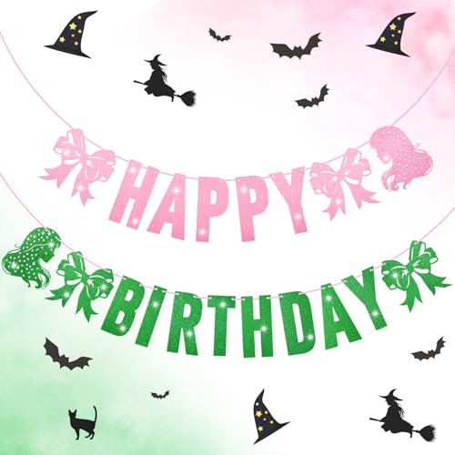 TaoBary Rosa und Grün Glitzer Geburtstag Dekorationen Hexe Film Thema Geburtstag Party Banner und Papierausschnitte Banner Girlande Glänzende Schleife Party Supplies TaoBary Rosa und Grün Glitzer Geburtstag Dekorationen Hexe Film Thema Geburtstag Party Banner und Papierausschnitte Banner Girlande Glänzende Schleife Party Supplies von TaoBary