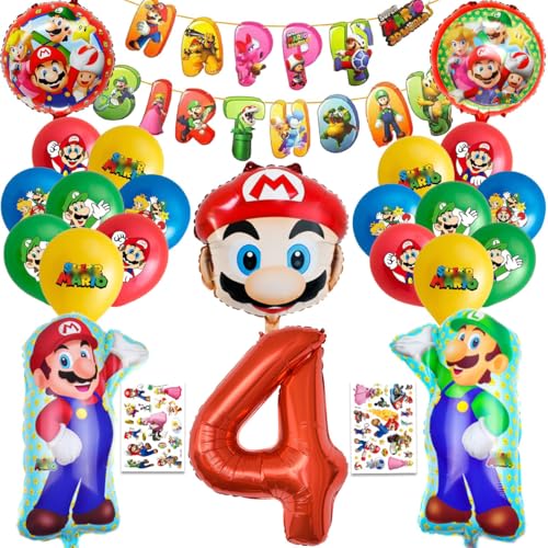 Kinder Geburtstag Party Set, 4 Jahre Kinder Geburtstagsdeko, 25 Stück Birthday Decorations Set,Enthält Geburtstag Banner, Tattoo-Aufkleber, Zahlenballon, Runde Folienballons, Ballon in Menschenfor Kinder Geburtstag Party Set, 4 Jahre Kinder Geburtstagsdeko, 25 Stück Birthday Decorations Set,Enthält Geburtstag Banner, Tattoo-Aufkleber, Zahlenballon, Runde Folienballons, Ballon in Menschenfor von TaoLiMuTX