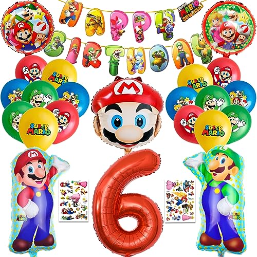 Kinder Geburtstag Party Set, 6 Jahre Kinder Geburtstagsdeko, 25 Stück Birthday Decorations Set,Enthält Geburtstag Banner, Tattoo-Aufkleber, Zahlenballon, Runde Folienballons, Ballon in Menschenform Kinder Geburtstag Party Set, 6 Jahre Kinder Geburtstagsdeko, 25 Stück Birthday Decorations Set,Enthält Geburtstag Banner, Tattoo-Aufkleber, Zahlenballon, Runde Folienballons, Ballon in Menschenform von TaoLiMuTX