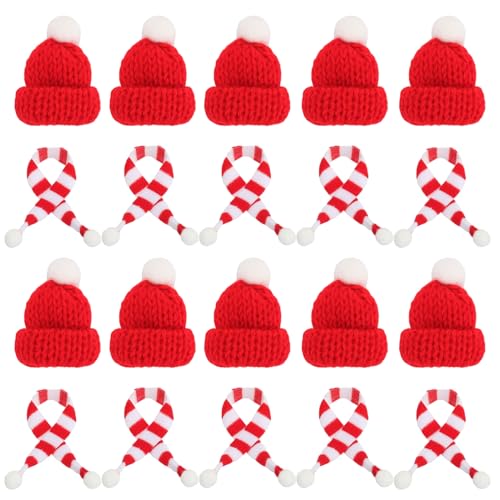 TaoLiMuTX Mini Weihnachtsmütze, 20 Stück Weihnachtsmützen Mini und Mini Schal Set, Flaschen Deko Weihnachten, Kleine Weihnachtsmützen Geeignet für Weihnachten TaoLiMuTX Mini Weihnachtsmütze, 20 Stück Weihnachtsmützen Mini und Mini Schal Set, Flaschen Deko Weihnachten, Kleine Weihnachtsmützen Geeignet für Weihnachten von TaoLiMuTX