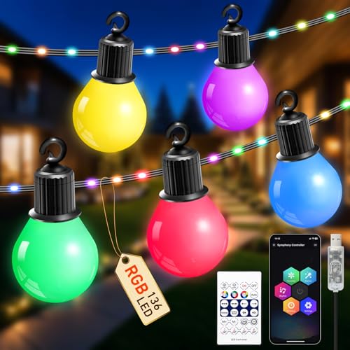 Taormey USB LED Lichterkette Außen,20M RGB Outdoor Lichterkette,G40 Glühbirnen mit Timer IP67 Wasserdicht Lichterketten Aussen für Balkon Garten Hochzeit Party von Taormey