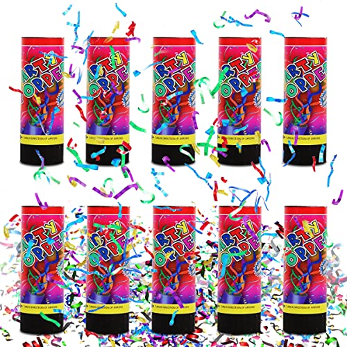 Konfetti Shooter*10,Taozoey Konfettikanone Bunt,Party Kanonen,Konfettikanonen Set,Confetti Kanone, Party Popper, für Geburtstage, Karneval, Heiratsanträge(11cm) von Taozoey