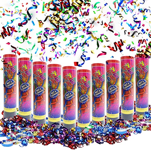 Konfetti Shooter*10,Taozoey Konfettikanone Bunt,Party Kanonen,Konfettikanonen Set,Confetti Kanone, Party Popper, für Geburtstage, Karneval, Heiratsanträge(20cm) von Taozoey