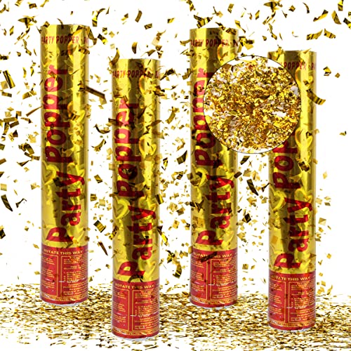 Konfettikanone, Taozoey Konfettikanone Hochzeit *4, Party Popper, Konfetti-Shooter, Konfettikanone Gold, Konfettikanonen für Hochzeit, Party, Geburtstag, Silvester von Taozoey