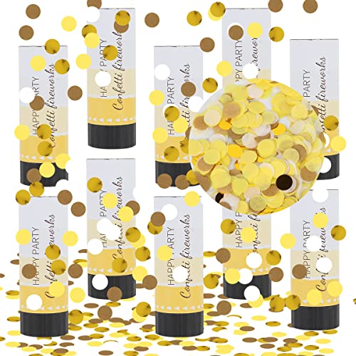 Konfettikanone Bunt, Taozoey Konfetti Shooter*10, Party Kanonen,Konfettikanonen Set,Confetti Kanone, Party Popper, für Geburtstage, Karneval, Heiratsanträge (Golden) von Taozoey