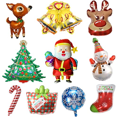 Weihnachtsballons, Taozoey 10 Stück Weihnachten Aluminiumfolie Luftballons, Folie Luftballons, Weihnachtsballons Deko, für Weihnachts- und Karnevalsdekoration von Taozoey