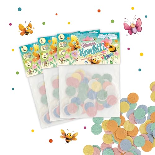 TapirElla Blumen Konfetti, Wildblumen Mix, Samen Blumen Konfetti mit einem Mix aus bunten Blumen, Paradies für Bienen von Lutz Mauder, Saatpapier Mix, Geschenk, Dekoration (ca. 450 Stck.) von Tapirella