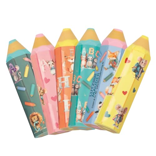 TapirElla Radiergummi Buntstiftform 6er Set – 6 Radierer in 3 Farben für Kinder, Schule & Schreibtisch – Einschulung, Mitgebsel, Geschenk – vom Lutz Mauder Verlag von Tapirella