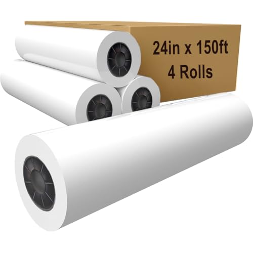 Plotterpapier, 61 x 4,5 m, 5,1 cm Kern 4,2 mil – 80 g/m², 9 kg Bond-Transparentpapierrolle für Breitformat-Tintenstrahldrucker, Architektur-Baupläne, technische Zeichnungen, CAD, individuelle Drucke Plotterpapier, 61 x 4,5 m, 5,1 cm Kern 4,2 mil – 80 g/m², 9 kg Bond-Transparentpapierrolle für Breitformat-Tintenstrahldrucker, Architektur-Baupläne, technische Zeichnungen, CAD, individuelle Drucke von Tapsin