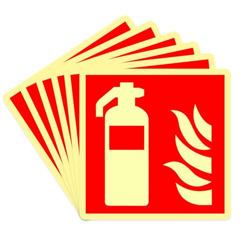 Tapvai 6 Stück Feuerlöscher Schild,Feuerlöscher PVC Starker Kleber Hochwertiges Hinweisschild,für Haus Büro Baustelle und Auto(15 x 15CM) von Tapvai